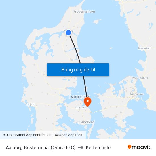 Aalborg Busterminal (Område C) to Kerteminde map