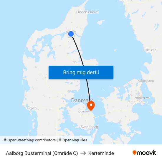 Aalborg Busterminal (Område C) to Kerteminde map