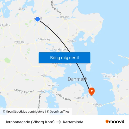 Jernbanegade (Viborg Kom) to Kerteminde map
