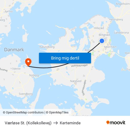 Værløse St. (Kollekollevej) to Kerteminde map