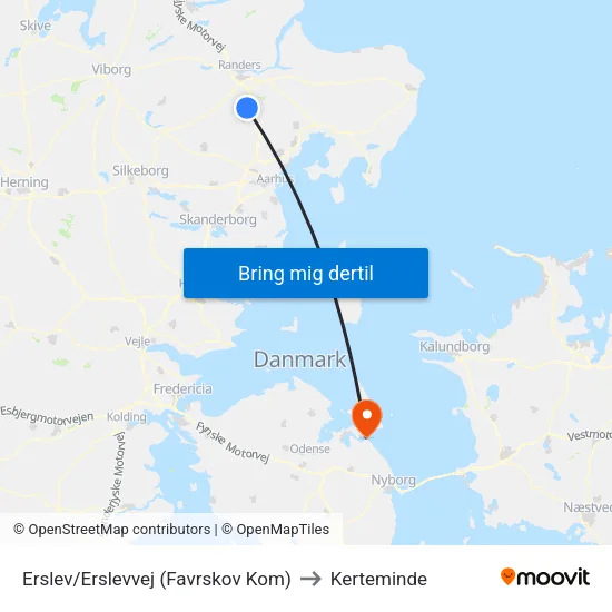 Erslev/Erslevvej (Favrskov Kom) to Kerteminde map
