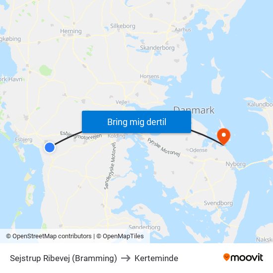 Sejstrup Ribevej (Bramming) to Kerteminde map