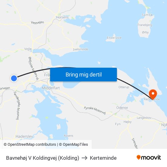 Bavnehøj V Koldingvej (Kolding) to Kerteminde map