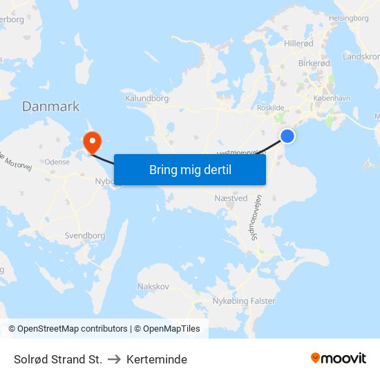 Solrød Strand St. to Kerteminde map