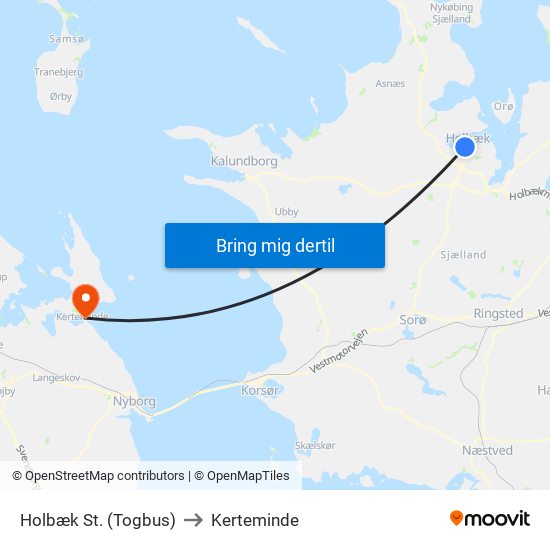 Holbæk St. (Togbus) to Kerteminde map