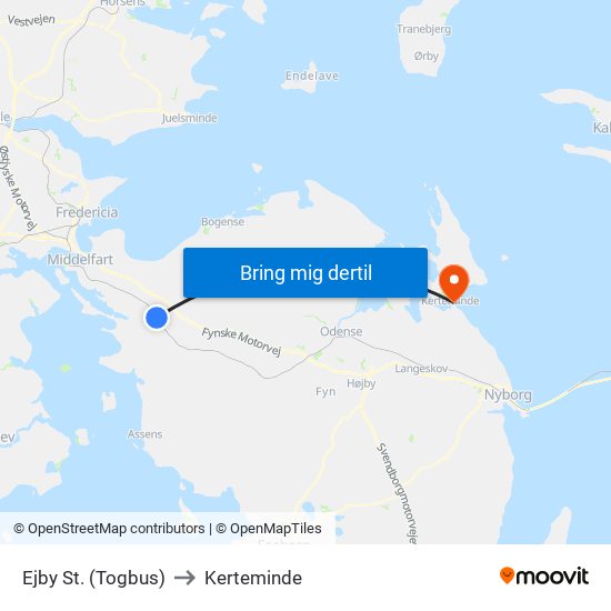 Ejby St. (Togbus) to Kerteminde map