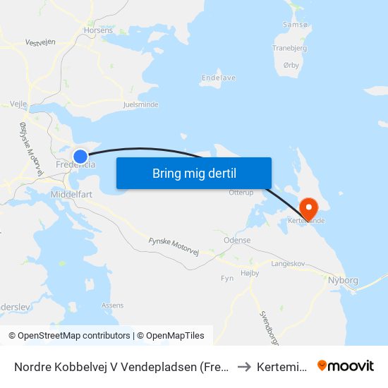 Nordre Kobbelvej V Vendepladsen (Fredericia) to Kerteminde map