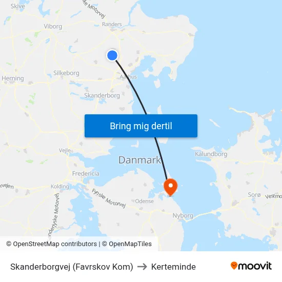 Skanderborgvej (Favrskov Kom) to Kerteminde map