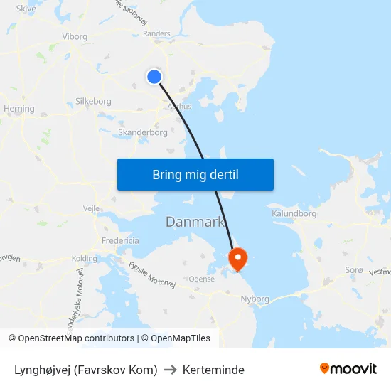 Lynghøjvej (Favrskov Kom) to Kerteminde map