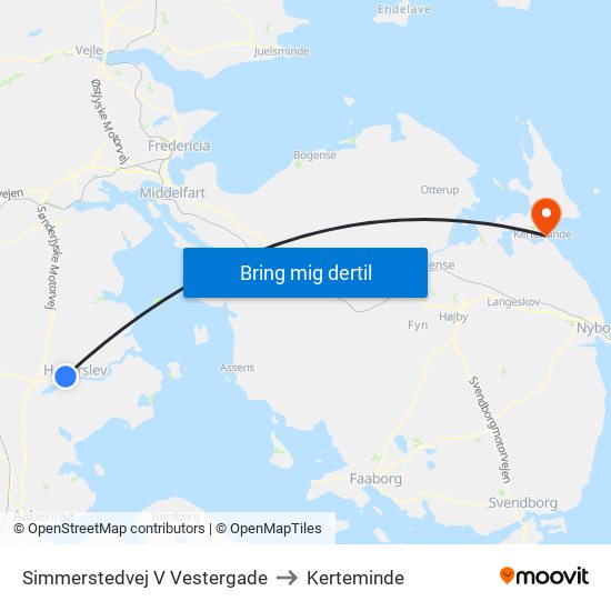 Simmerstedvej V Vestergade to Kerteminde map