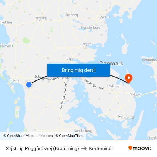 Sejstrup Puggårdsvej (Bramming) to Kerteminde map