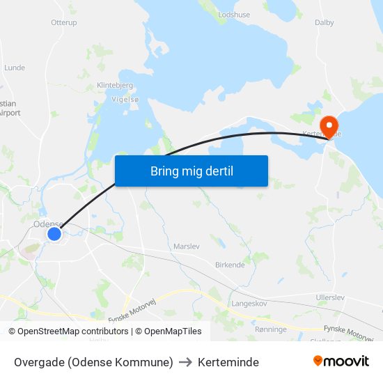 Overgade (Odense Kommune) to Kerteminde map