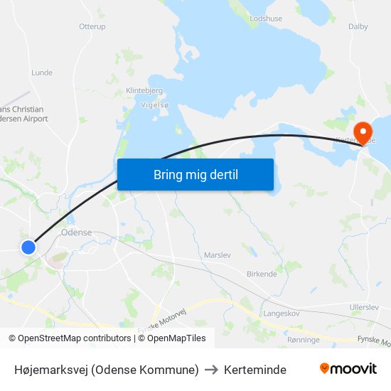 Højemarksvej (Odense Kommune) to Kerteminde map