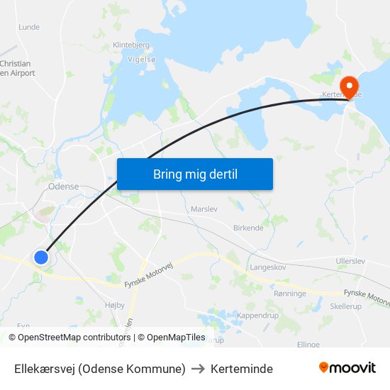 Ellekærsvej (Odense Kommune) to Kerteminde map