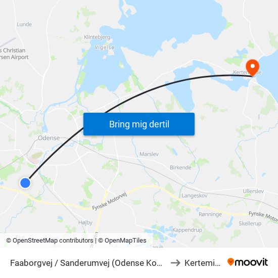 Faaborgvej / Sanderumvej (Odense Kommune) to Kerteminde map