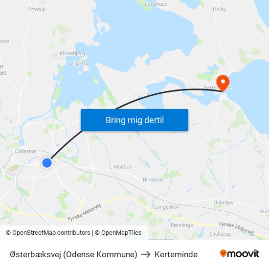 Østerbæksvej (Odense Kommune) to Kerteminde map