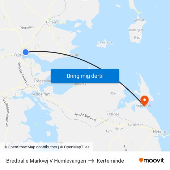 Bredballe Markvej V Humlevangen to Kerteminde map