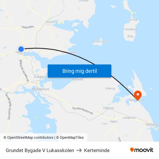 Grundet Bygade V Lukasskolen to Kerteminde map