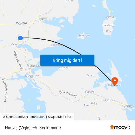 Nimvej (Vejle) to Kerteminde map