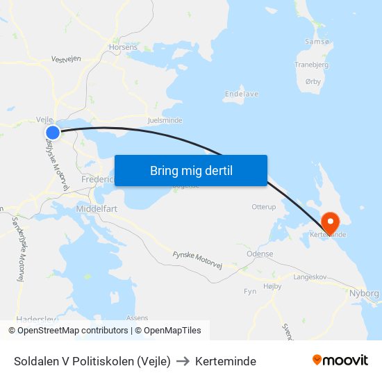 Soldalen V Politiskolen (Vejle) to Kerteminde map