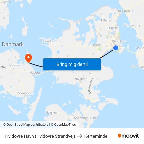 Hvidovre Havn (Hvidovre Strandvej) to Kerteminde map