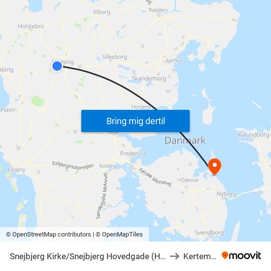 Snejbjerg Kirke/Snejbjerg Hovedgade (Herning Kom) to Kerteminde map