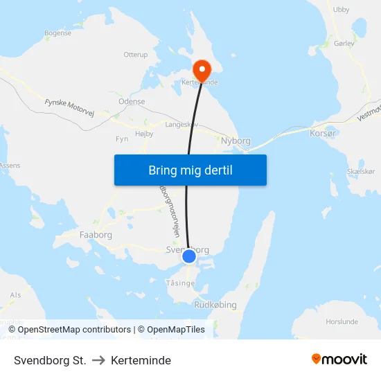 Svendborg St. to Kerteminde map