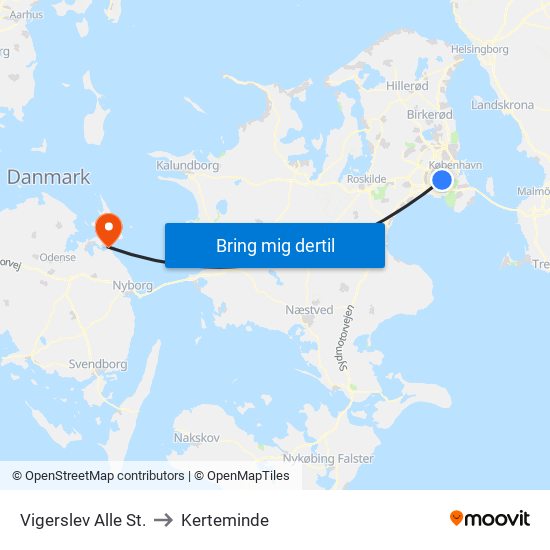 Vigerslev Alle St. to Kerteminde map