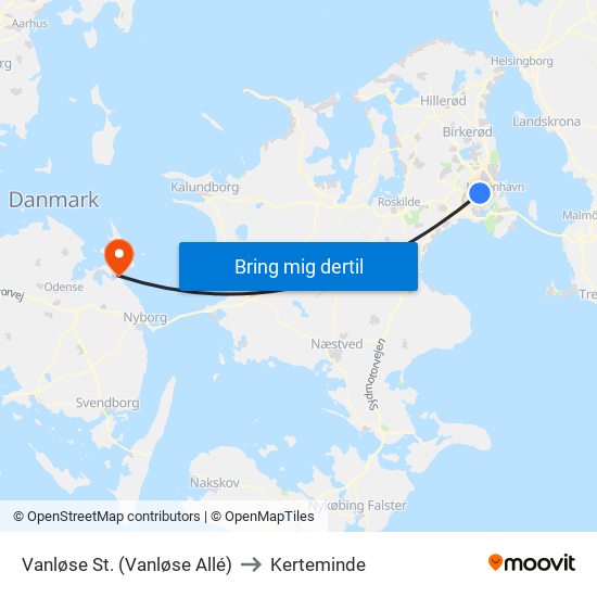 Vanløse St. (Vanløse Allé) to Kerteminde map