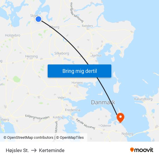 Højslev St. to Kerteminde map