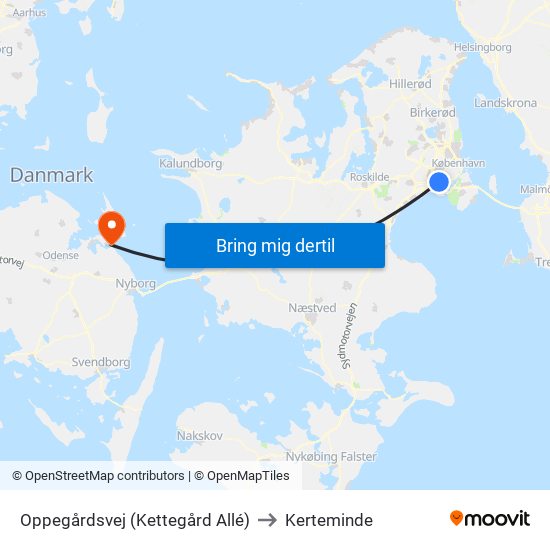 Oppegårdsvej (Kettegård Allé) to Kerteminde map