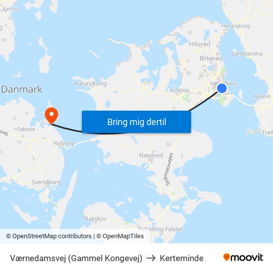 Værnedamsvej (Gammel Kongevej) to Kerteminde map