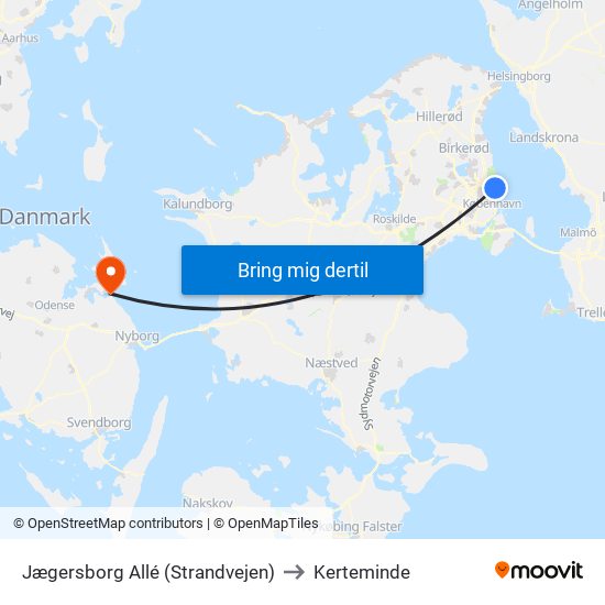 Jægersborg Allé (Strandvejen) to Kerteminde map