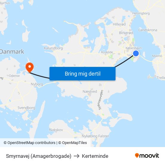 Smyrnavej (Amagerbrogade) to Kerteminde map