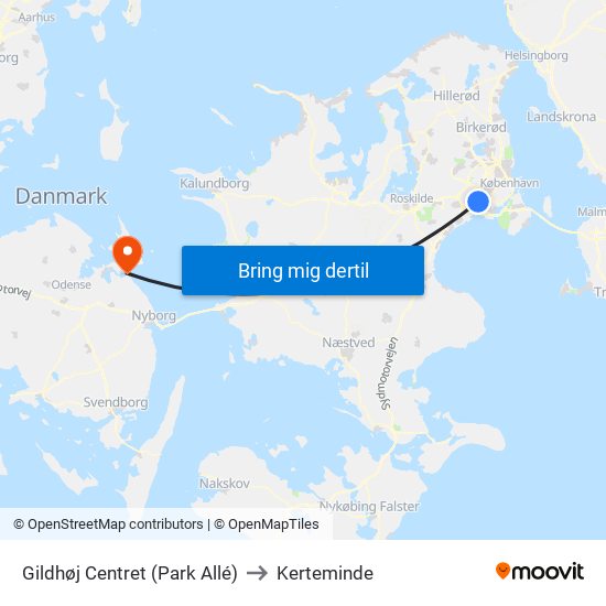 Gildhøj Centret (Park Allé) to Kerteminde map