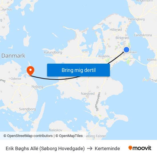 Erik Bøghs Allé (Søborg Hovedgade) to Kerteminde map