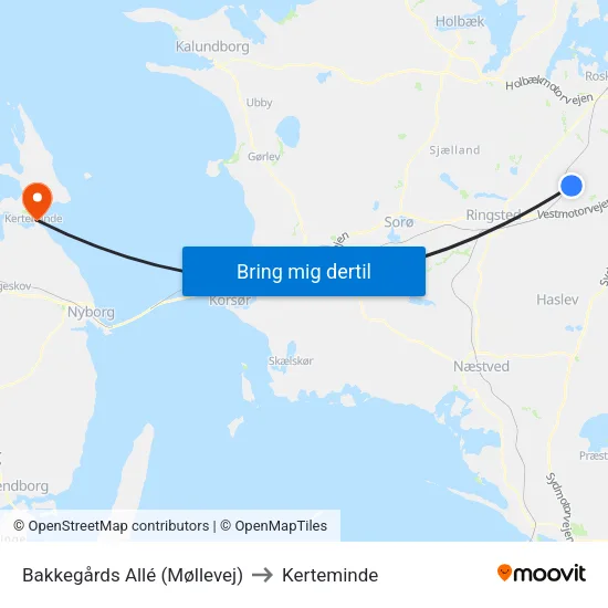 Bakkegårds Allé (Møllevej) to Kerteminde map