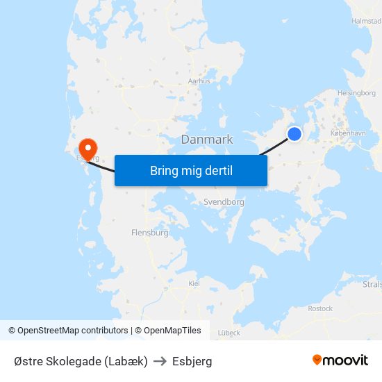Østre Skolegade (Labæk) to Esbjerg map
