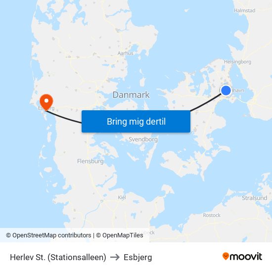 Herlev St. (Stationsalleen) to Esbjerg map