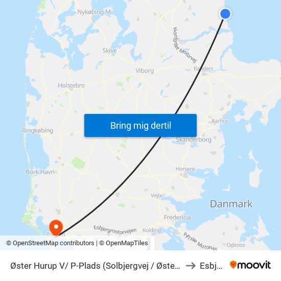 Øster Hurup V/ P-Plads (Solbjergvej / Øster Hurup) to Esbjerg map