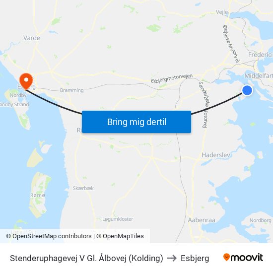 Stenderuphagevej V Gl. Ålbovej (Kolding) to Esbjerg map