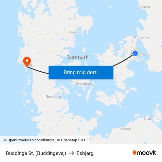 Buddinge St. (Buddingevej) to Esbjerg map