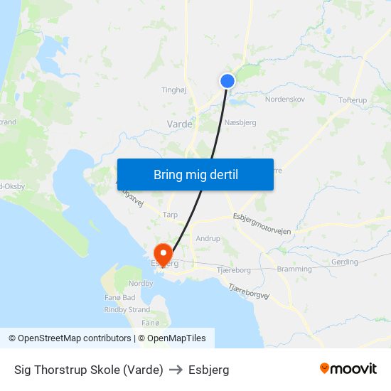 Sig Thorstrup Skole (Varde) to Esbjerg map