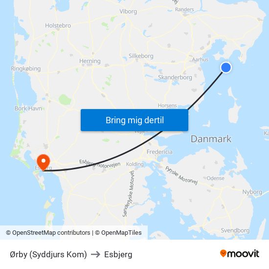 Ørby (Syddjurs Kom) to Esbjerg map