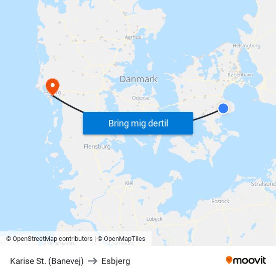 Karise St. (Banevej) to Esbjerg map