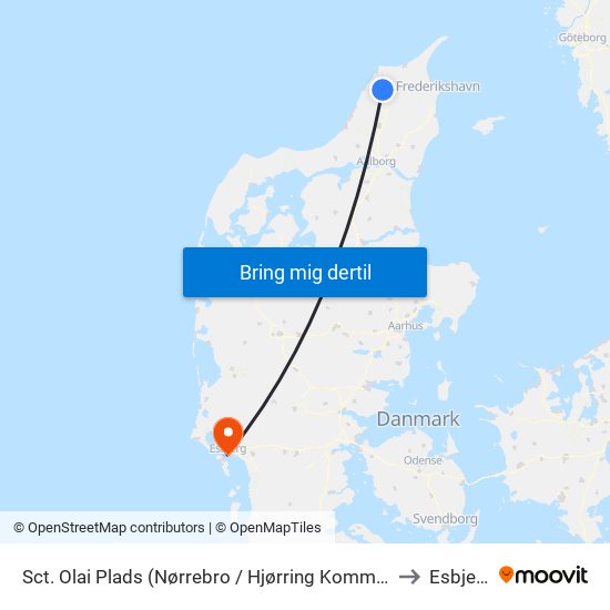 Sct. Olai Plads (Nørrebro / Hjørring Kommune) to Esbjerg map