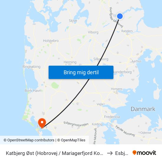 Katbjerg Øst (Hobrovej / Mariagerfjord Kommune) to Esbjerg map