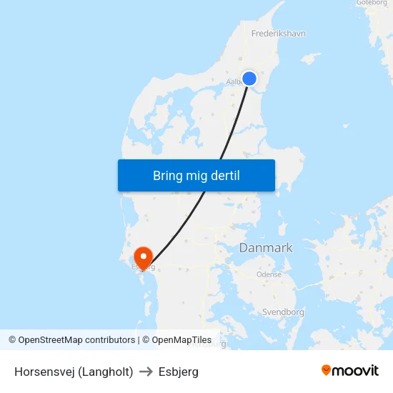 Horsensvej (Langholt) to Esbjerg map