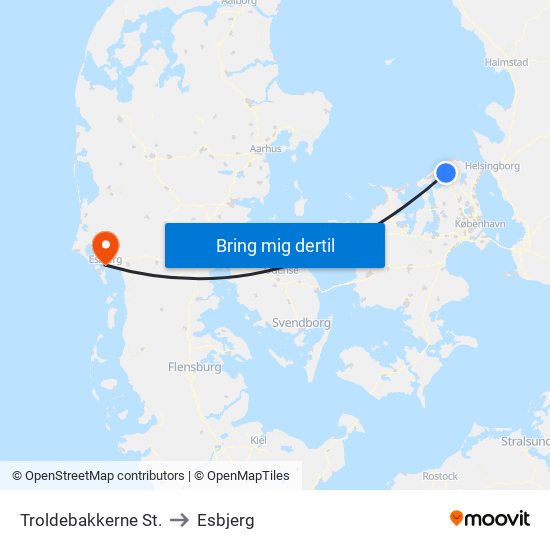 Troldebakkerne St. to Esbjerg map