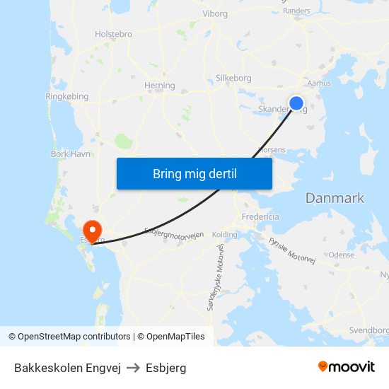 Bakkeskolen Engvej to Esbjerg map